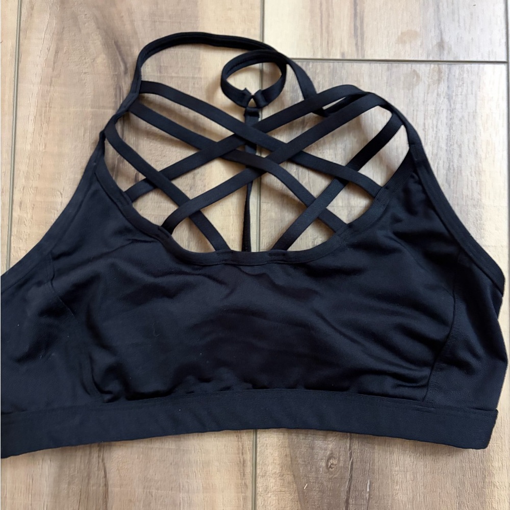 Calla Black Strappy Women's Bralette sports bra